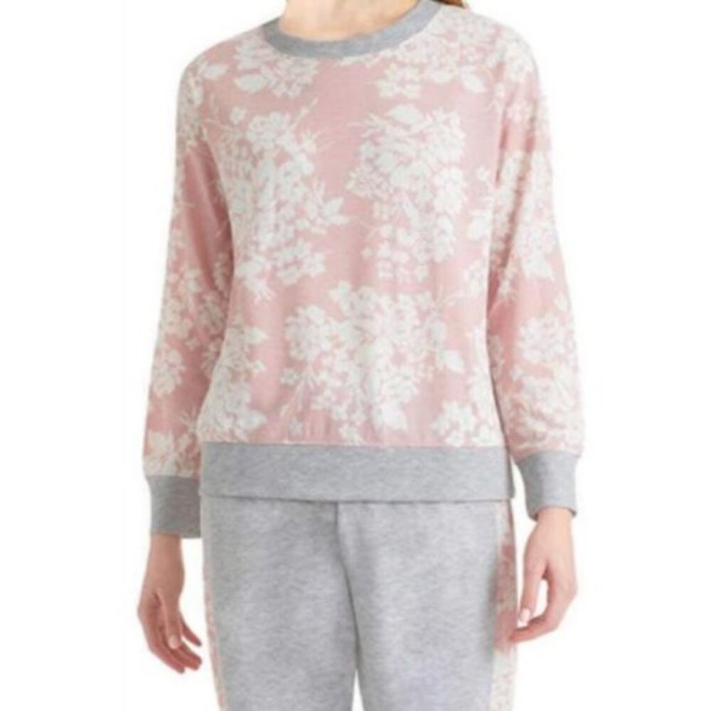 Splendid Blush Floral Lightweight Terry Lounge Sweatshirt